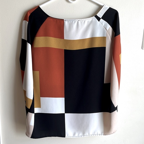 LOFT Geometric Sleeveless Blouse, oversized S - Picture 2 of 4